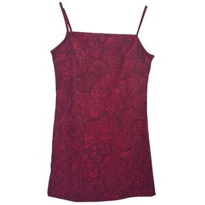RAG Vintage Dress Small S Paisley Mini Spaghetti‎ Strap Red Floral Y2K